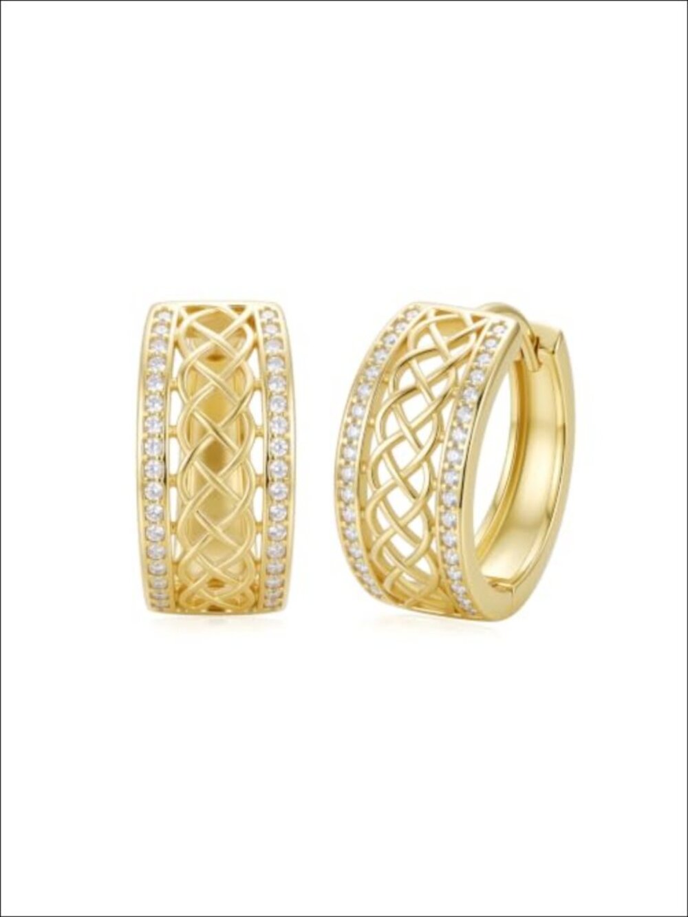 14K Gold Plated Celtic Knot Hoop Earrings 20mm Chunky Huggie